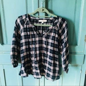 LOFT Plaid Blouse
